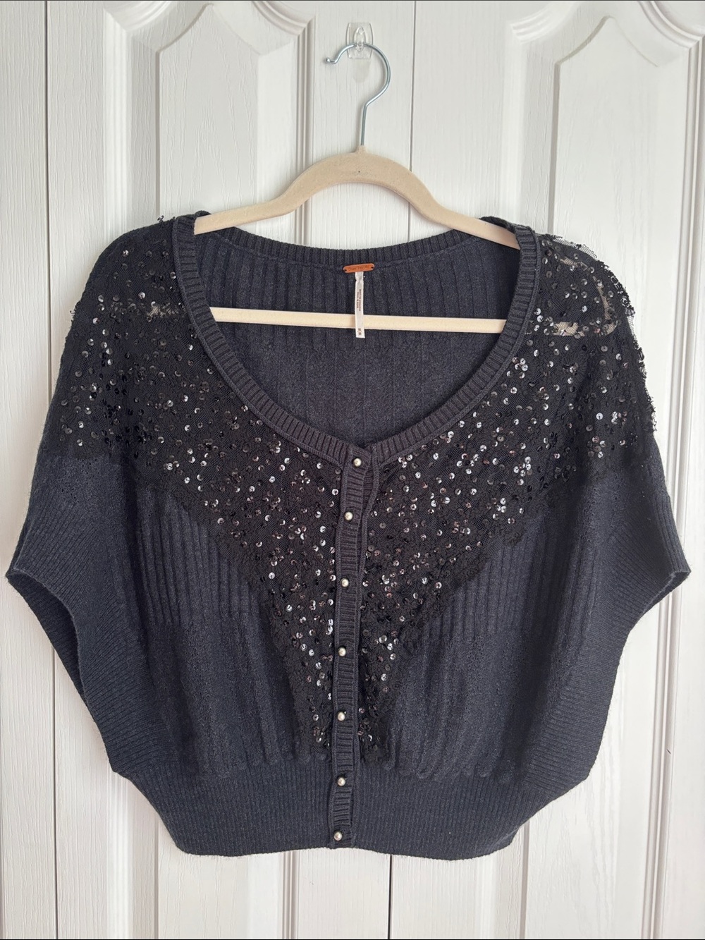 Free People Racing Star Cardigan/Shrug. Size Medium. Wool Blend. Sequins.